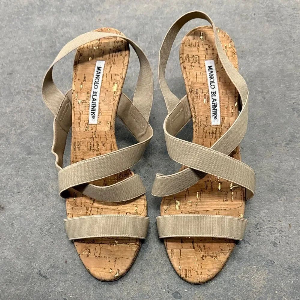 Manolo Blahnik Beige Strappy Sandals